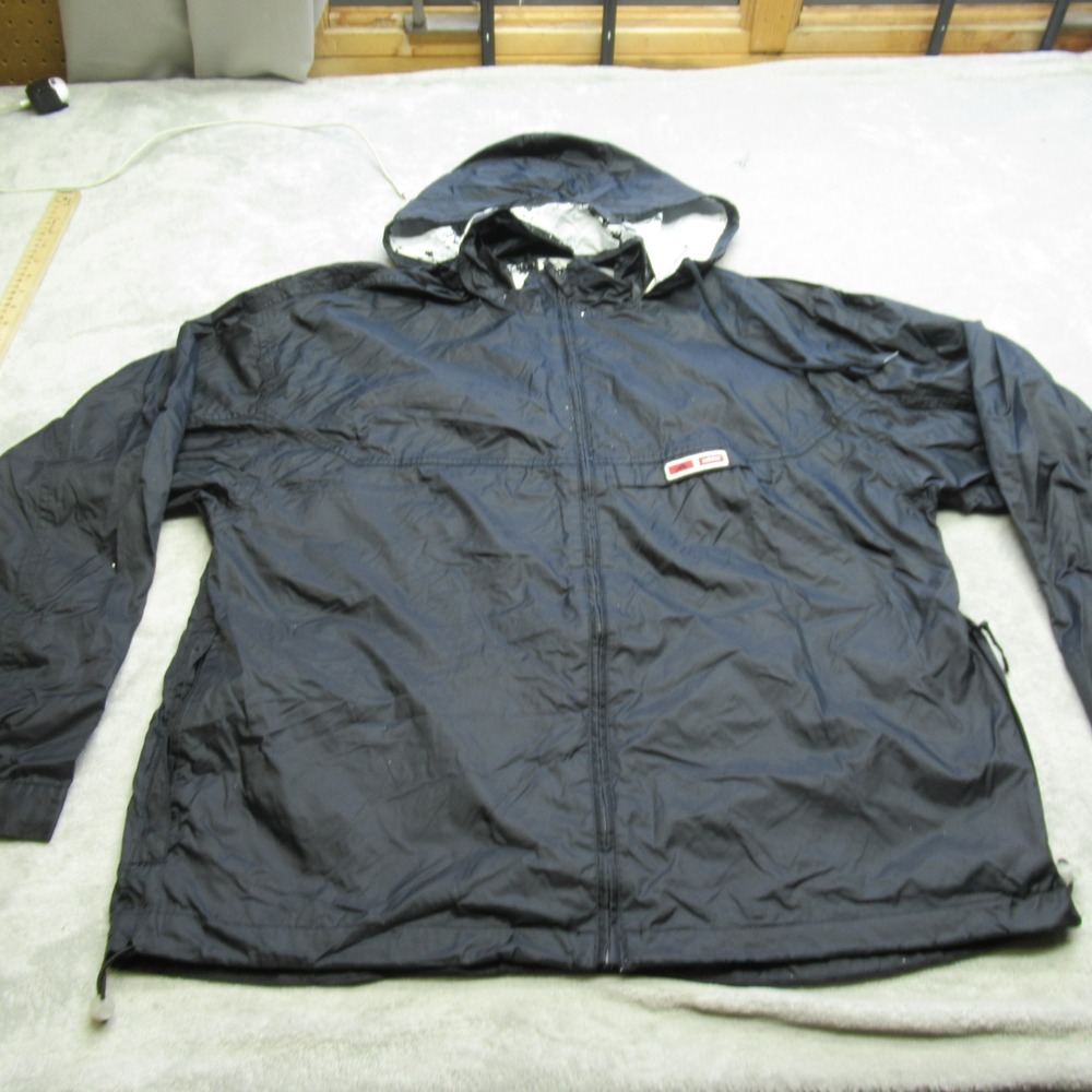 Adidas Jacket Women Large Black Lightweight Windbreaker Hooded Full Zip Pockets